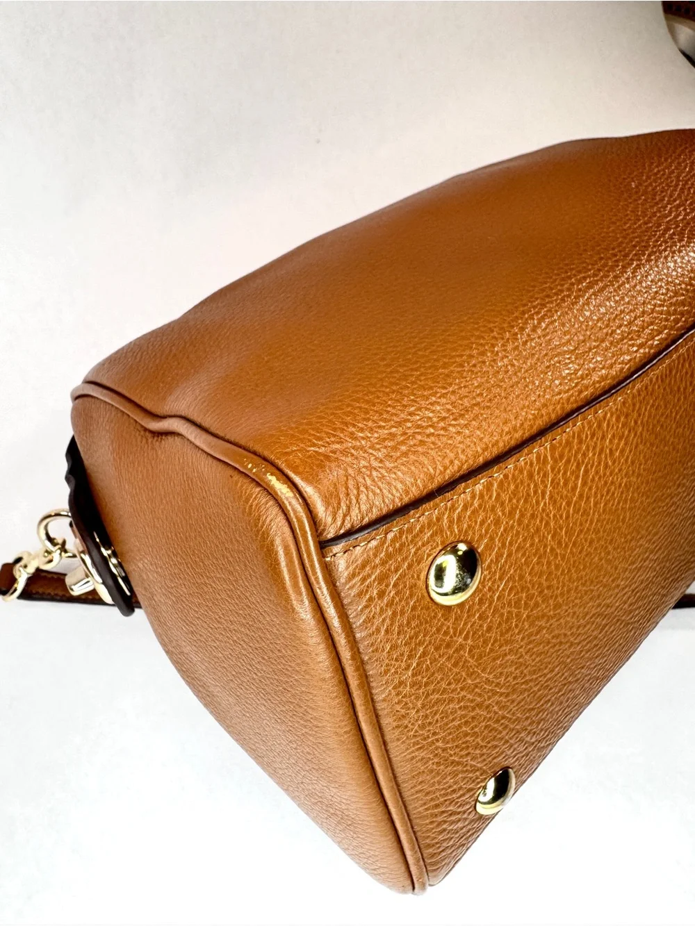 Coach Mini Bennett Satchel F36677 Pebbled Leather Saddle Brown Crossbody Bag